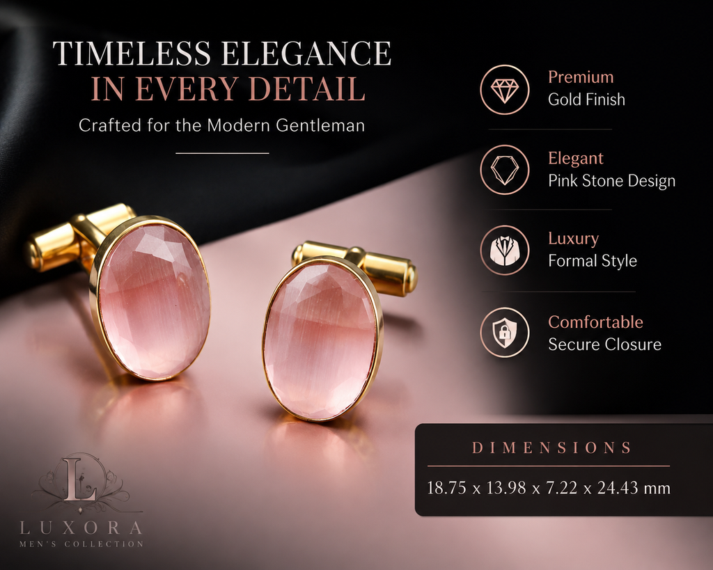 Royal Pink Crystal Formal Shirt Cufflinks for Men