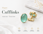 Luxury Green Crystal Oval Cufflinks for Gentlemen | Elegant Gold Tone Formal Wear Accessories