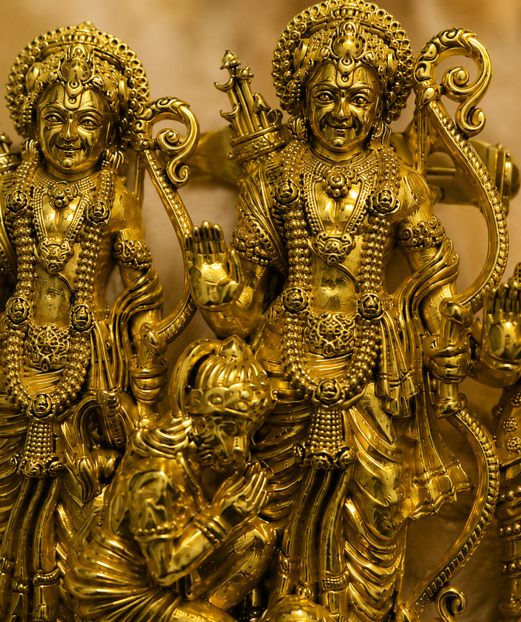 Shree Ram Darbar Gold Finish Brooch Pin | Intricate Religious Designer Brooch for Men & Women