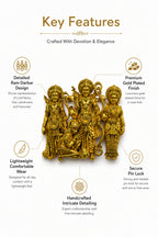 Shree Ram Darbar Gold Finish Brooch Pin | Intricate Religious Designer Brooch for Men & Women