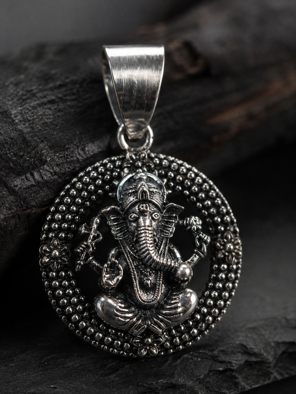 Divine Round Ganesha Pendant for Men & Women