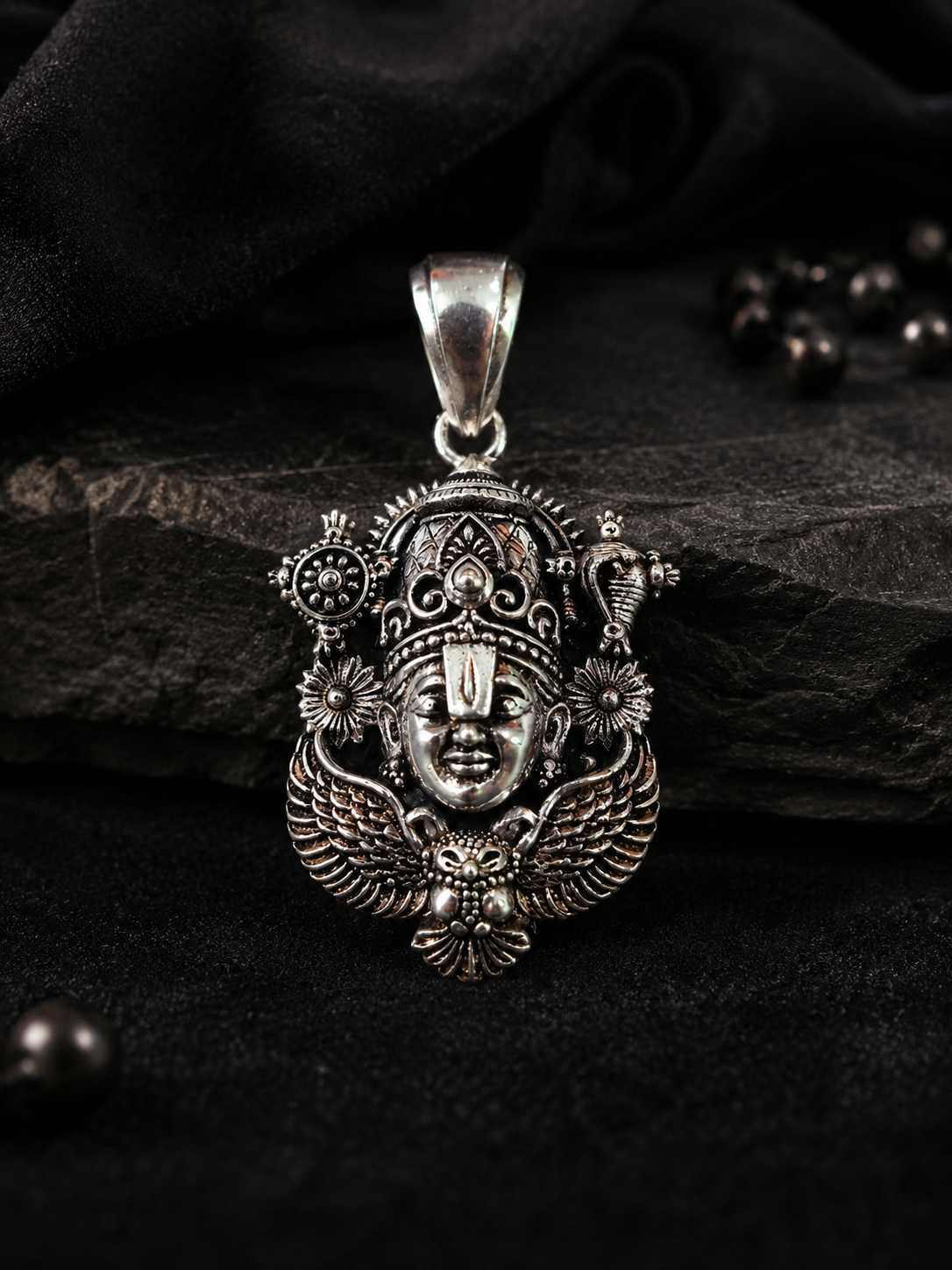 Oxidized Lord Venkateswara (Balaji) Pendant | Antique Silver Finish Tirupati Balaji Necklace | Spiritual Temple Jewelry