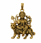 Durga Maa Sherawali Antique Gold Finish Religious Pendant for Men & Women