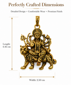Durga Maa Sherawali Antique Gold Finish Religious Pendant for Men & Women