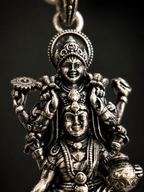 Silver Finish Vishnu Lakshmi Pendant Traditional Hindu Divine Couple Pendant