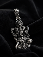 Silver Finish Vishnu Lakshmi Pendant Traditional Hindu Divine Couple Pendant
