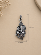 Traditional Ganesh Ji Lotus Flower Pendant | Oxidized Silver Spiritual Jewelry | Unisex Religious Locket