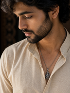 Traditional Ganesh Ji Lotus Flower Pendant | Oxidized Silver Spiritual Jewelry | Unisex Religious Locket