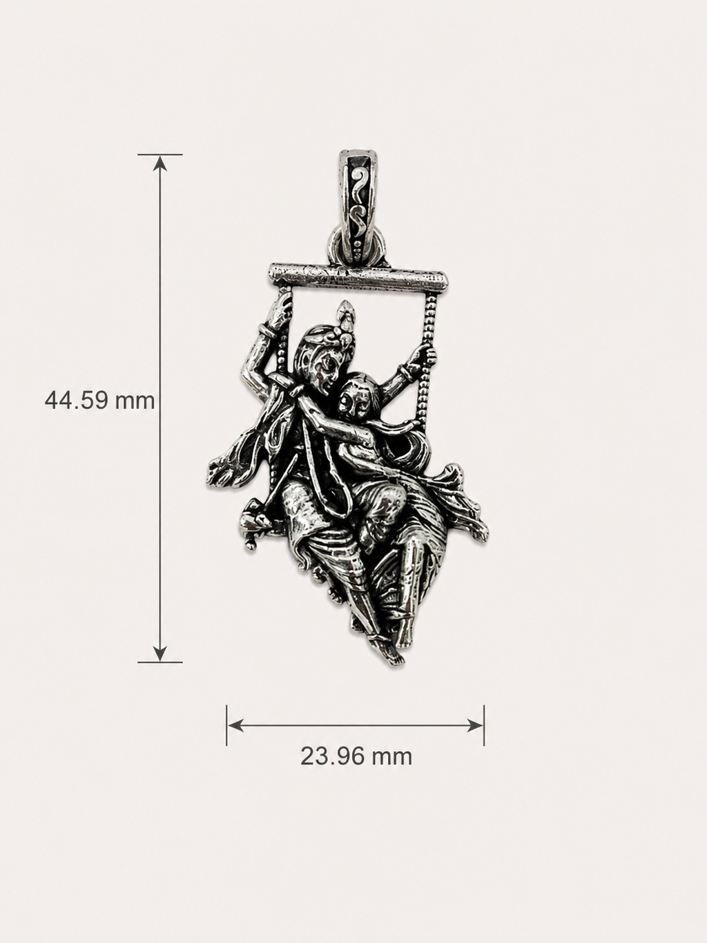 Radha Krishna Jhula Pendant Oxidized Silver Finish, Hindu Spiritual Jewelry, Devotional Necklace Charm, Indian Ethnic Gift