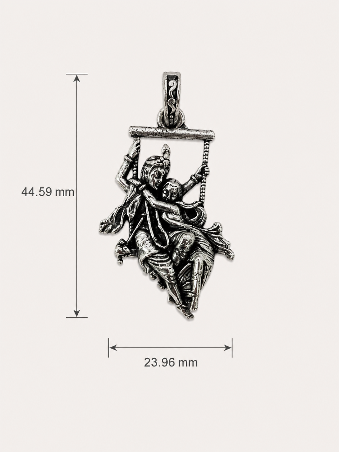 Radha Krishna Jhula Pendant Oxidized Silver Finish, Hindu Spiritual Jewelry, Devotional Necklace Charm, Indian Ethnic Gift