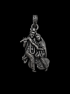 Radha Krishna Pendant Oxidized Finish – Divine Love Couple Locket, Flute Krishna Jewelry, Spiritual Hindu Pendant, Unisex Religious Gift, Antique Silver Look Necklace Pendant