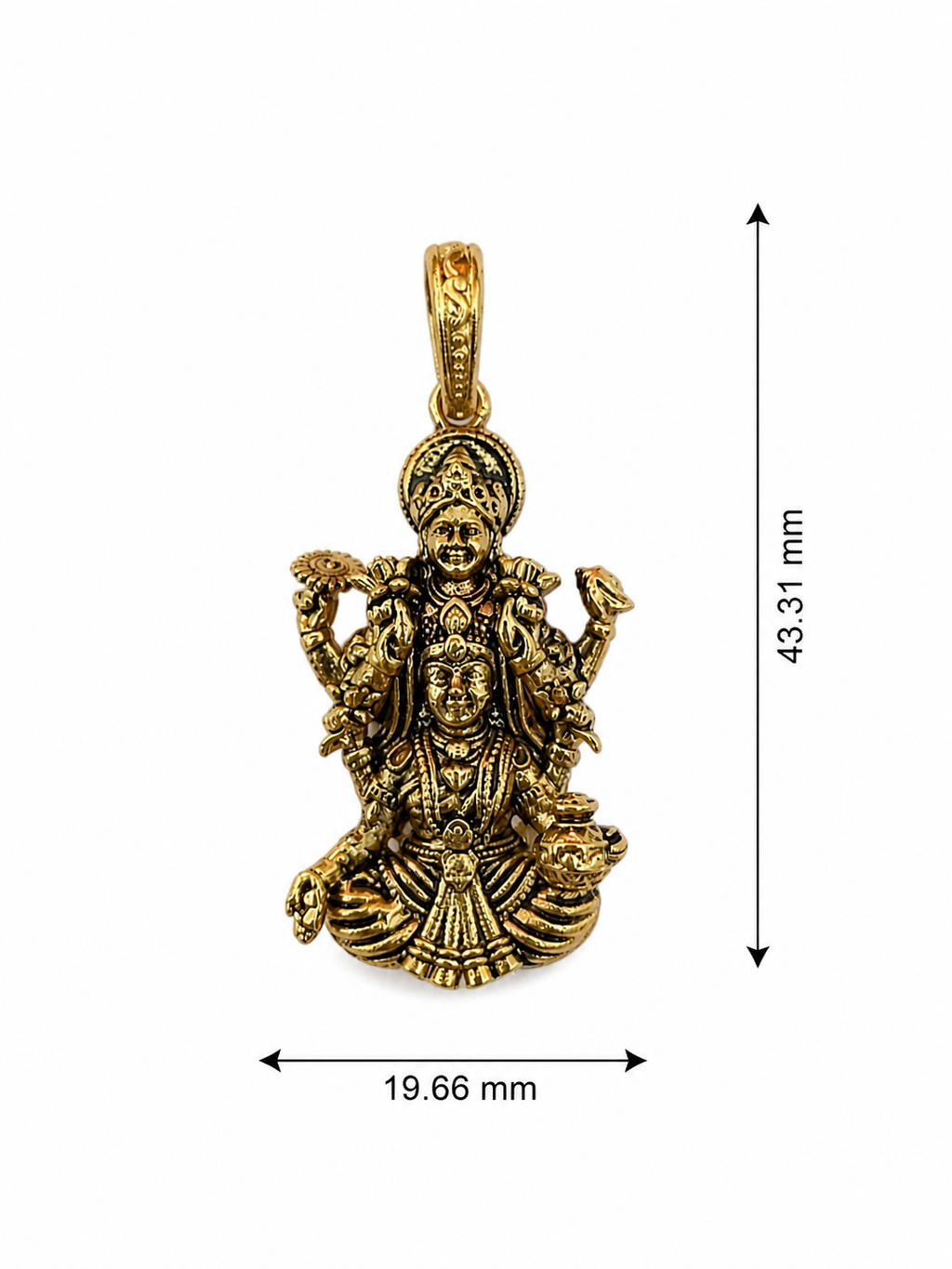 Traditional Lakshmi Narayan Pendant in Antique Gold Finish for Men & Women