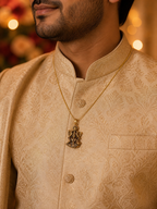 Traditional Lakshmi Narayan Pendant in Antique Gold Finish for Men & Women
