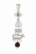 Oxidized Shiv Trishul Pendant with Nandi & Rudraksha | Silver Tone Spiritual Necklace | Mahadev Jewelry for Men & Women