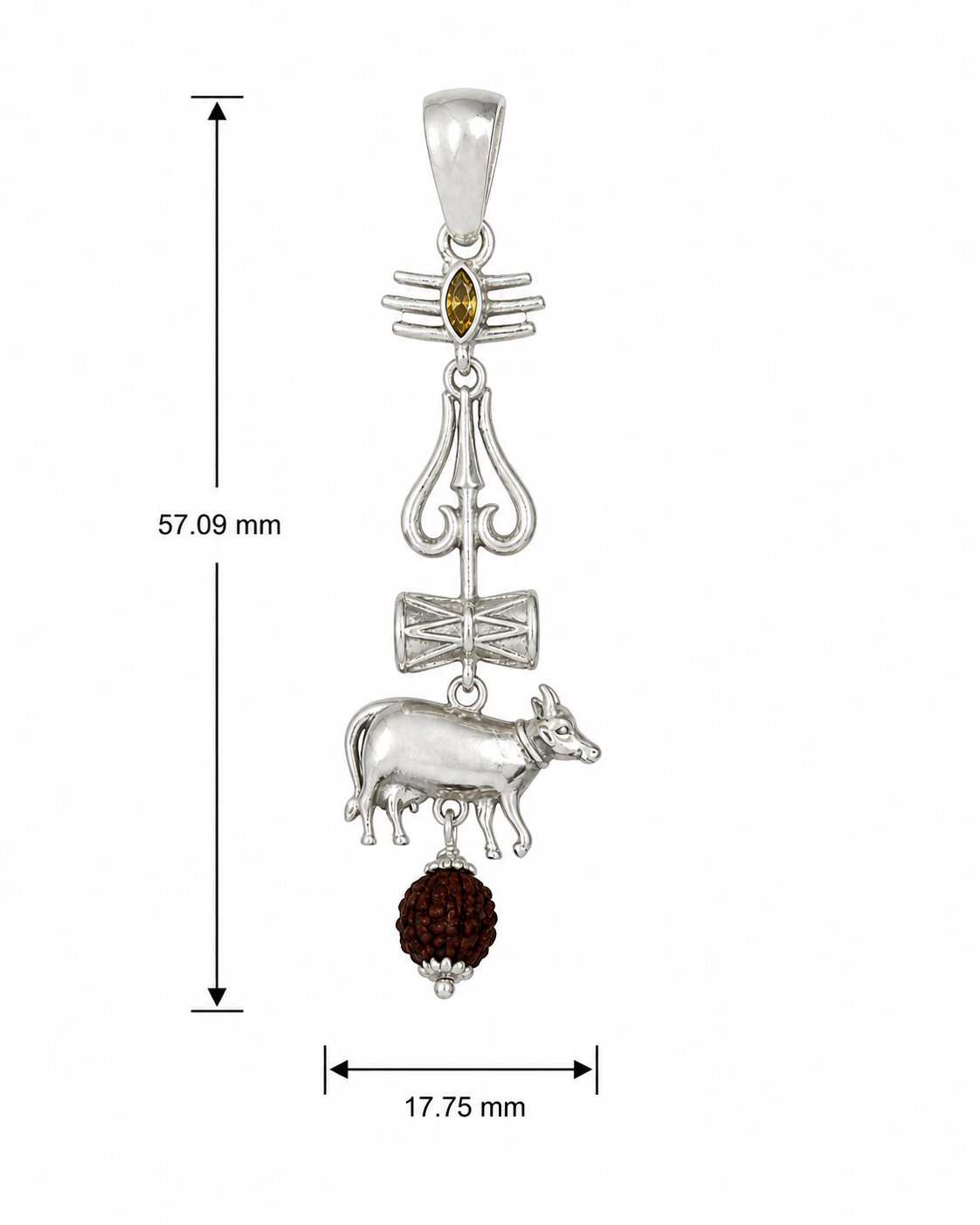 Oxidized Shiv Trishul Pendant with Nandi & Rudraksha | Silver Tone Spiritual Necklace | Mahadev Jewelry for Men & Women