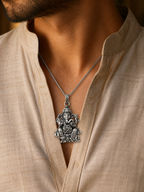 Antique Silver Ganesh Ji Mushak Pendant for Men & Women | Detailed Lord Ganesha Spiritual Locket | Traditional Religious Jewelry Pendant Without Chain