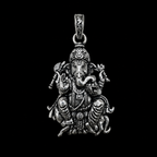 Antique Silver Ganesh Ji Mushak Pendant for Men & Women | Detailed Lord Ganesha Spiritual Locket | Traditional Religious Jewelry Pendant Without Chain