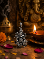 Antique Silver Ganesh Ji Mushak Pendant for Men & Women | Detailed Lord Ganesha Spiritual Locket | Traditional Religious Jewelry Pendant Without Chain