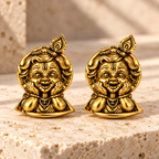 Krishna Bal Roop Gold Plated Brass Button Cover for Men | Designer Shirt Button Cover