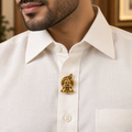 Krishna Bal Roop Gold Plated Brass Button Cover for Men | Designer Shirt Button Cover