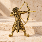 Surya Putra Karna Brooch – Gold Plated Brass Warrior Archer Brooch, Mahabharata Inspired Traditional Indian Jewellery