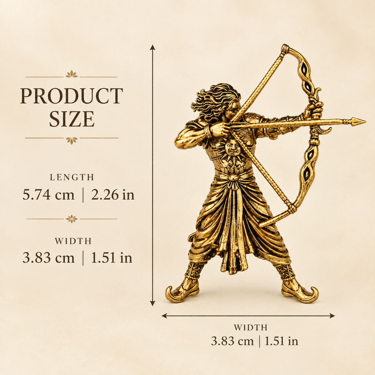 Surya Putra Karna Brooch – Gold Plated Brass Warrior Archer Brooch, Mahabharata Inspired Traditional Indian Jewellery