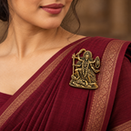 Maa Kali Gold Plated Brass Brooch for Men & Women | Divine Kali Mata Religious Brooch | Spiritual & Traditional Indian Jewellery