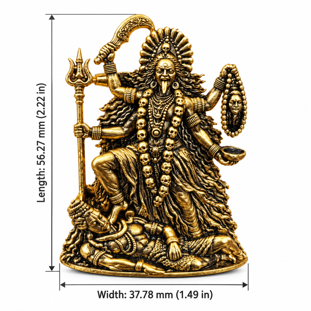 Maa Kali Gold Plated Brass Brooch for Men & Women | Divine Kali Mata Religious Brooch | Spiritual & Traditional Indian Jewellery