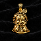 Bal Krishna Gold Plated Brass Brooch for Men & Women | Laddu Gopal Krishna Brooch | Traditional Hindu God Jewellery