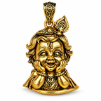 Bal Krishna Gold Plated Brass Brooch for Men & Women | Laddu Gopal Krishna Brooch | Traditional Hindu God Jewellery