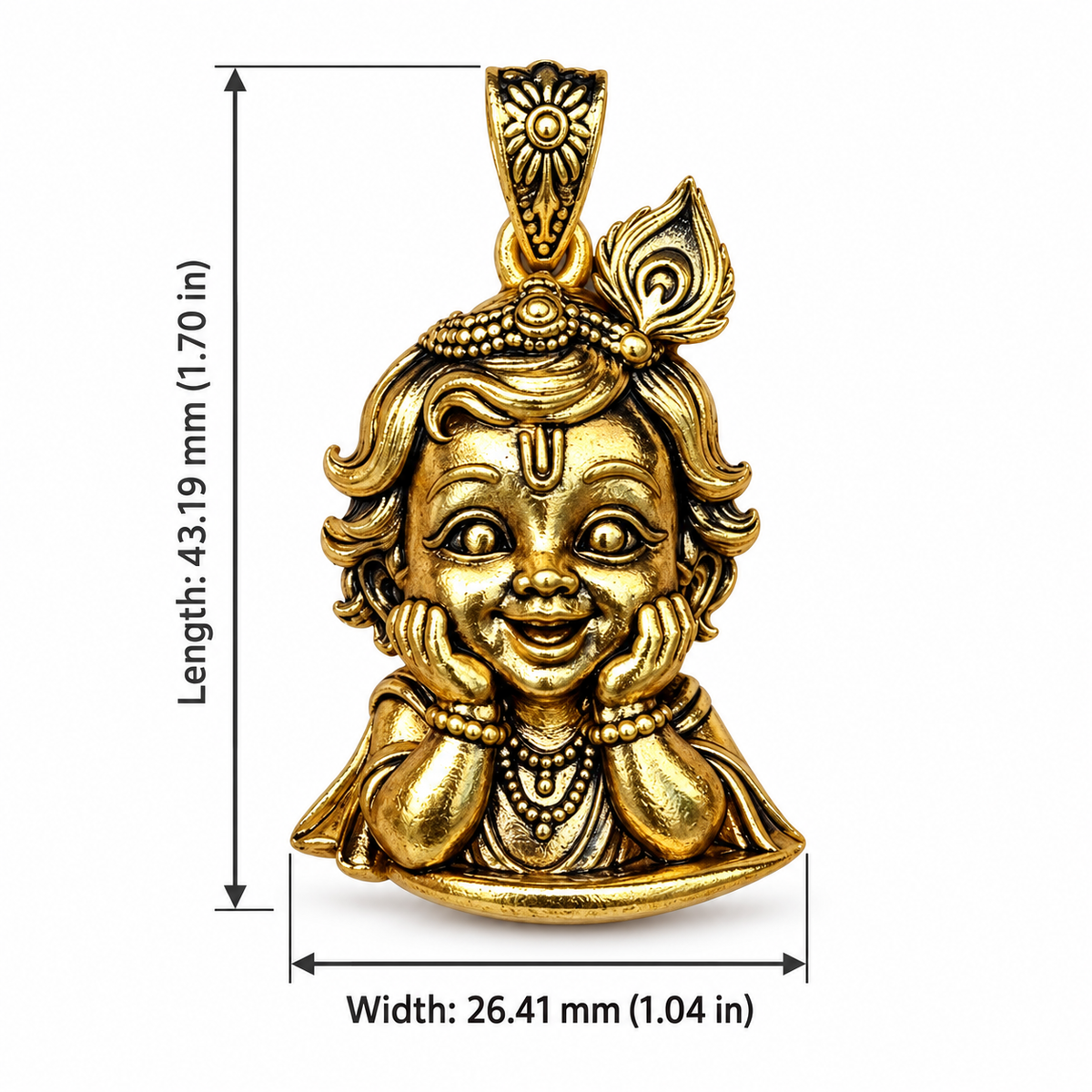 Bal Krishna Gold Plated Brass Brooch for Men & Women | Laddu Gopal Krishna Brooch | Traditional Hindu God Jewellery