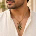 Hanuman Ji Pendant Gold Plated Brass Hindu God Pendant for Men & Women Religious Spiritual Jewelry