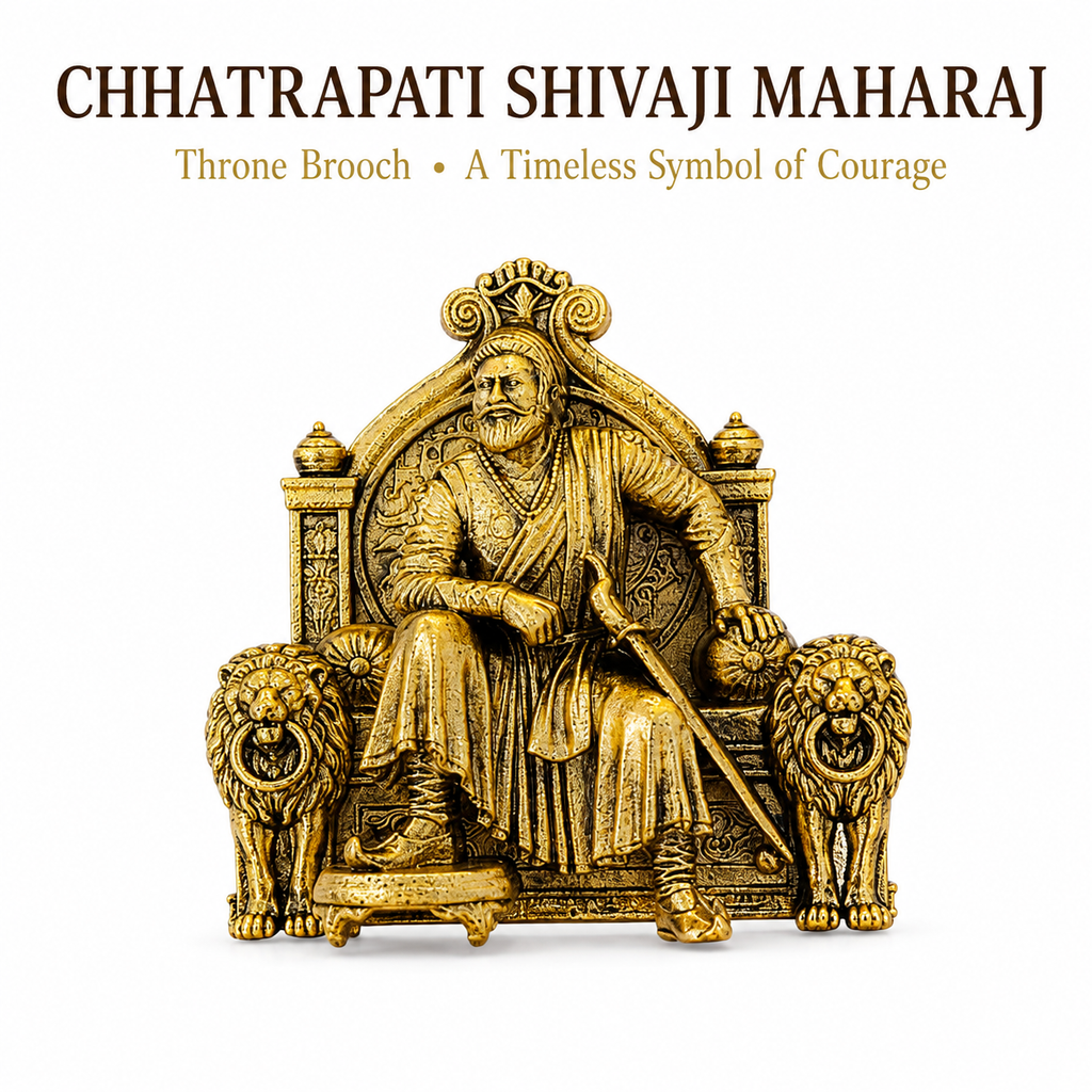 Chhatrapati Shivaji Maharaj Throne Brooch | Gold Plated Brass Royal Heritage Brooch