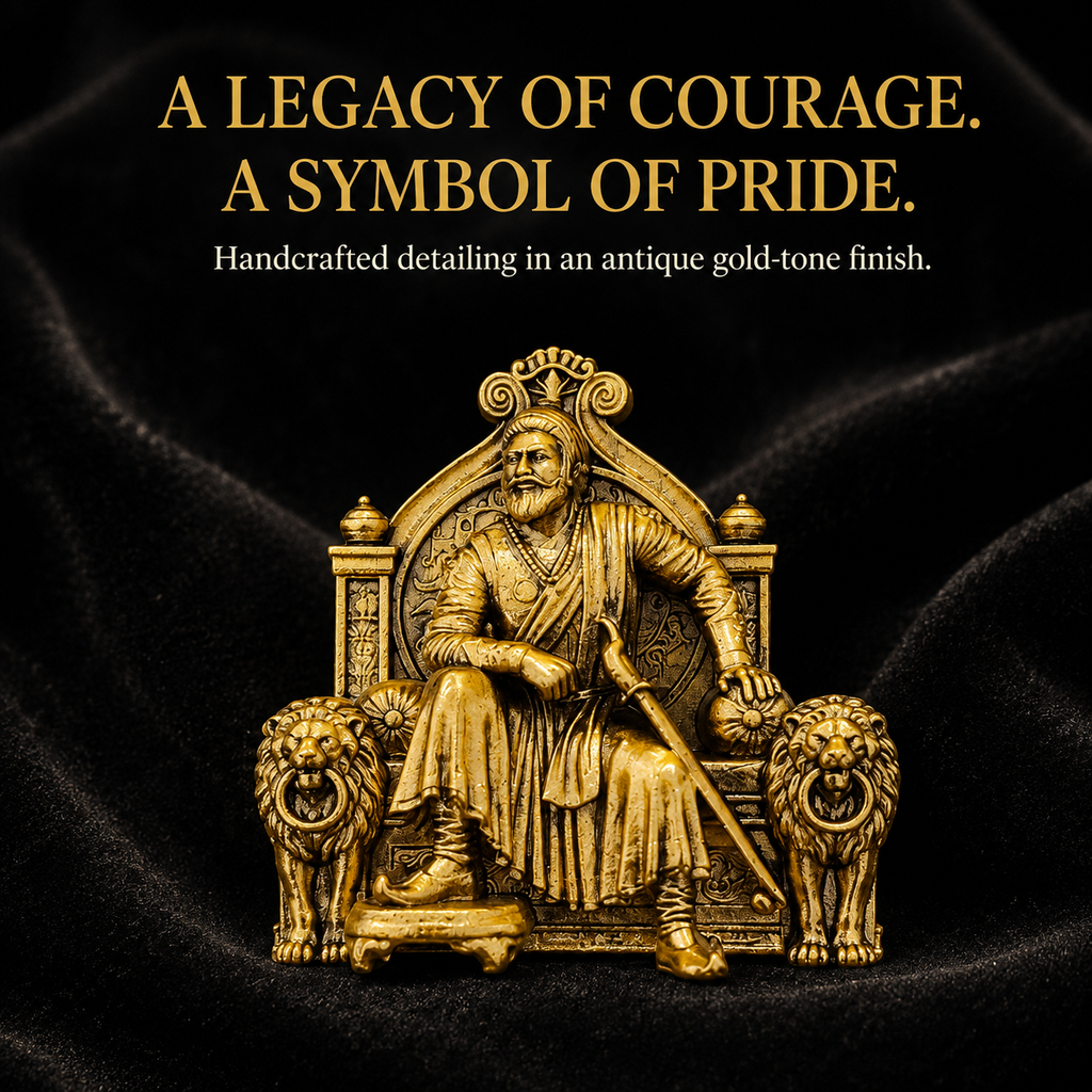Chhatrapati Shivaji Maharaj Throne Brooch | Gold Plated Brass Royal Heritage Brooch
