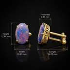 Synthetic Purple Mohave Turquoise Cufflinks for Men | Gold Plated Brass Oval Stone Cufflinks | Luxury Wedding & Formal Wear Accessory