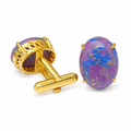 Synthetic Purple Mohave Turquoise Cufflinks for Men | Gold Plated Brass Oval Stone Cufflinks | Luxury Wedding & Formal Wear Accessory