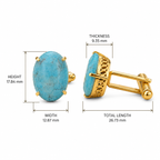 Synthetic Sky Blue Turquoise Cufflinks for Men | Gold Plated Brass Oval Stone Cufflinks | Luxury Wedding & Formal Accessory