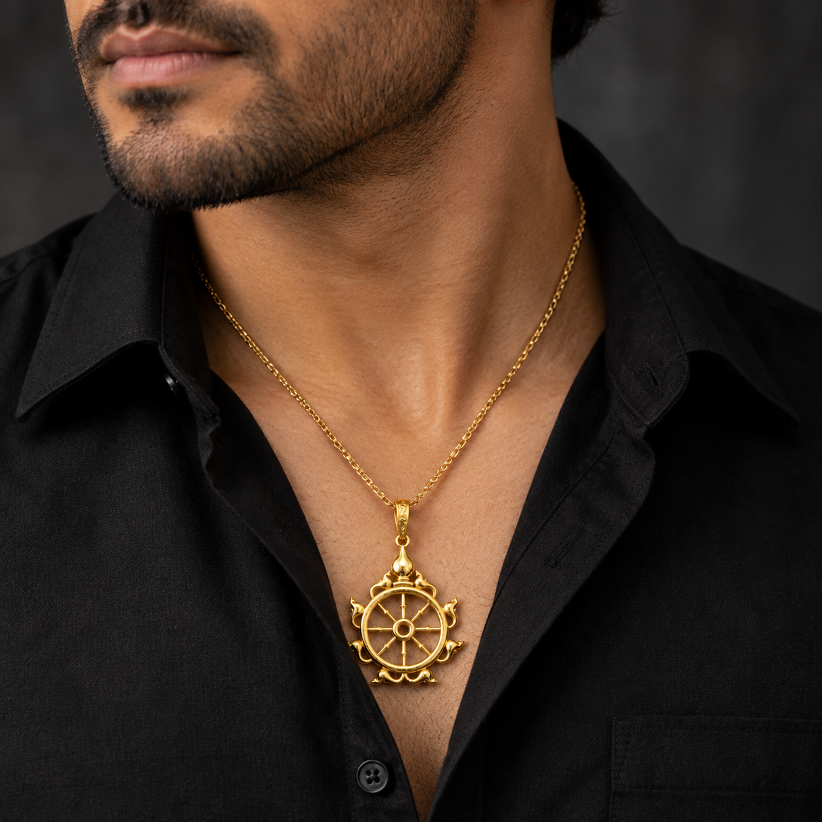Jagannath Chakra Pendant – Gold Plated Brass Traditional Spiritual Pendant for Men & Women
