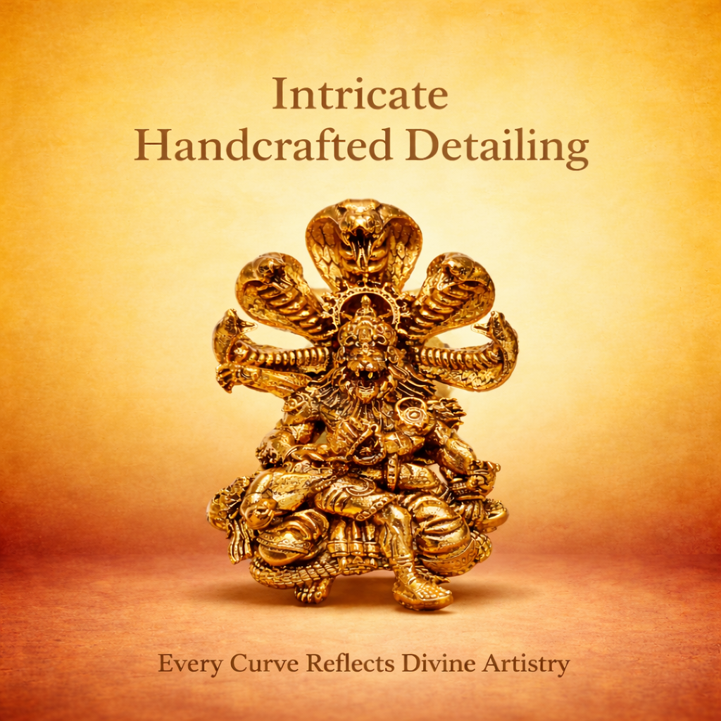 Divine Narasimha Ji Brooch – Antique Gold Plated Brass | Double Lock Secure Pin | Protection & Power Symbol Jewellery for Women & Men