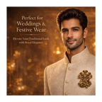 Divine Narasimha Ji Brooch – Antique Gold Plated Brass | Double Lock Secure Pin | Protection & Power Symbol Jewellery for Women & Men