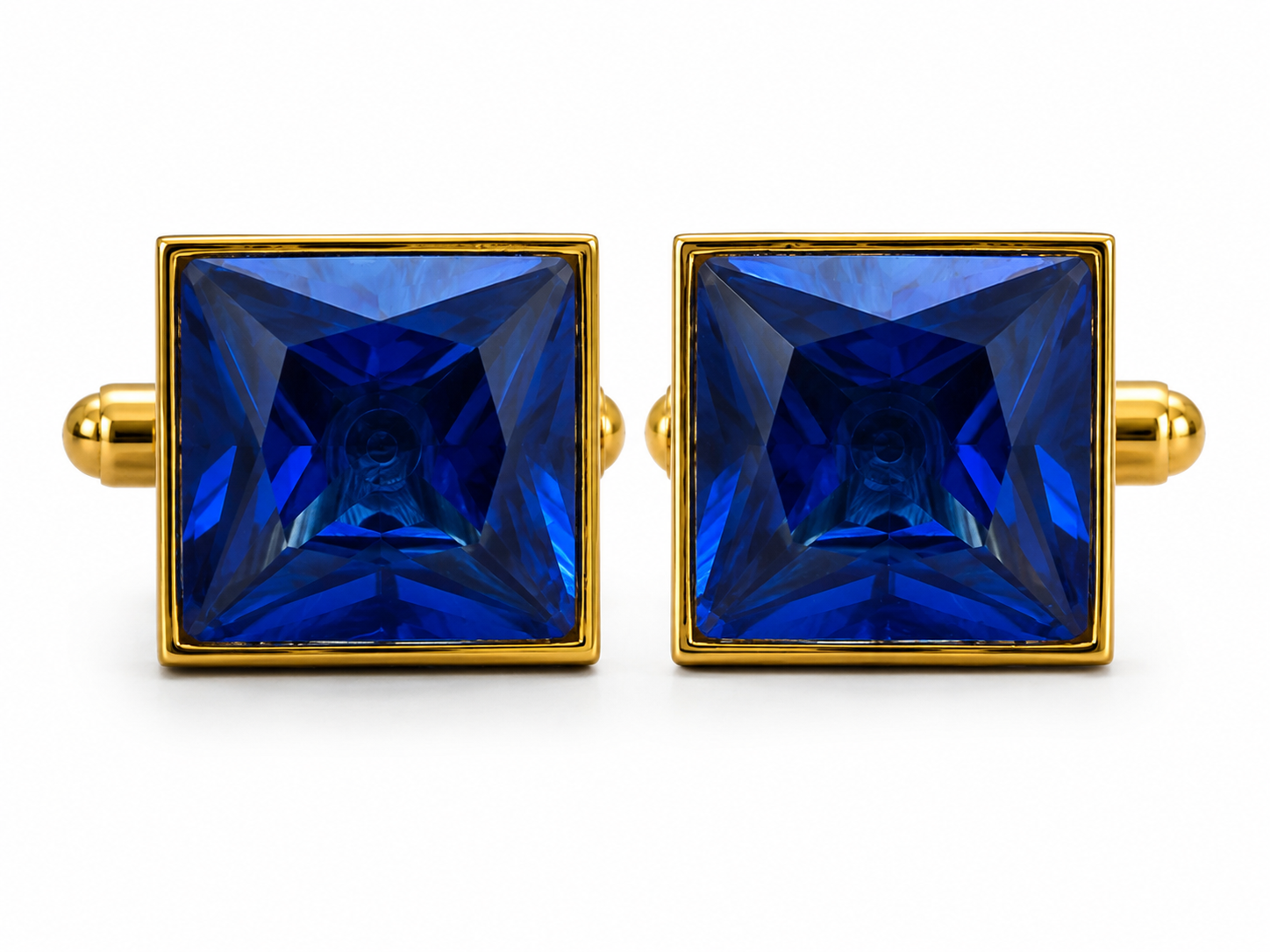 Black Square Cufflinks for Men – Gold Plated Brass Formal Cufflinks with Black Stone