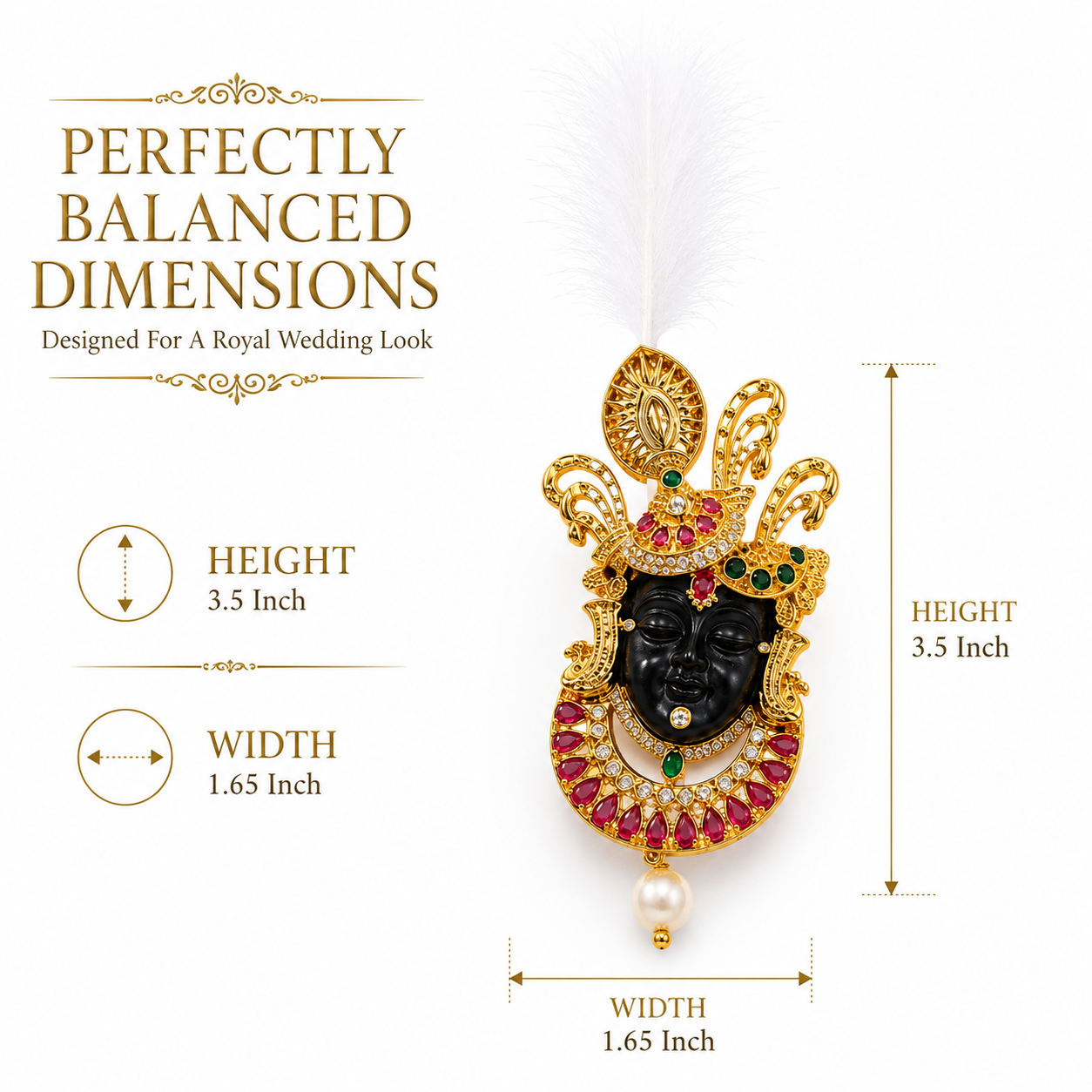 Shrinathji Wedding Kalangi for Groom | Gold Plated Brass Safa Brooch