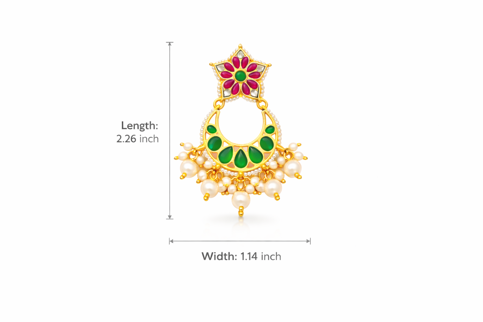 Gold Plated Kundan Chandbali Earrings with Pearl Drops for Women | Traditional Indian Wedding Jewellery | Screw Back Brass Earrings