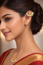 Gold Plated Kundan Pearl Floral Cuff Earrings – Traditional Indian Ethnic Jewelry
