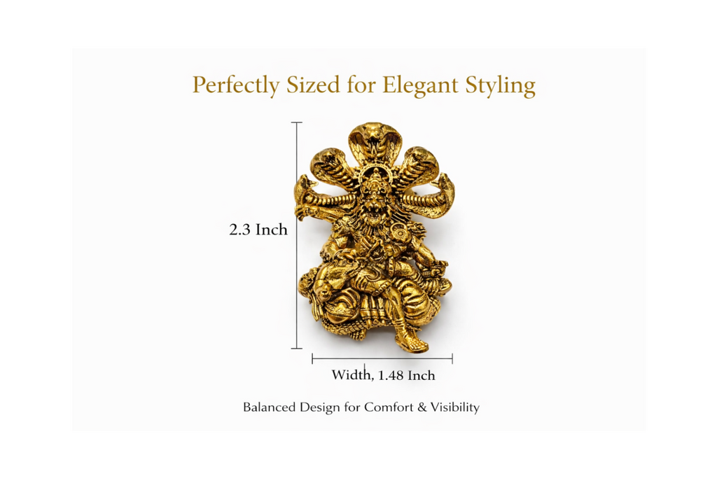 Divine Narasimha Ji Brooch – Antique Gold Plated Brass | Double Lock Secure Pin | Protection & Power Symbol Jewellery for Women & Men