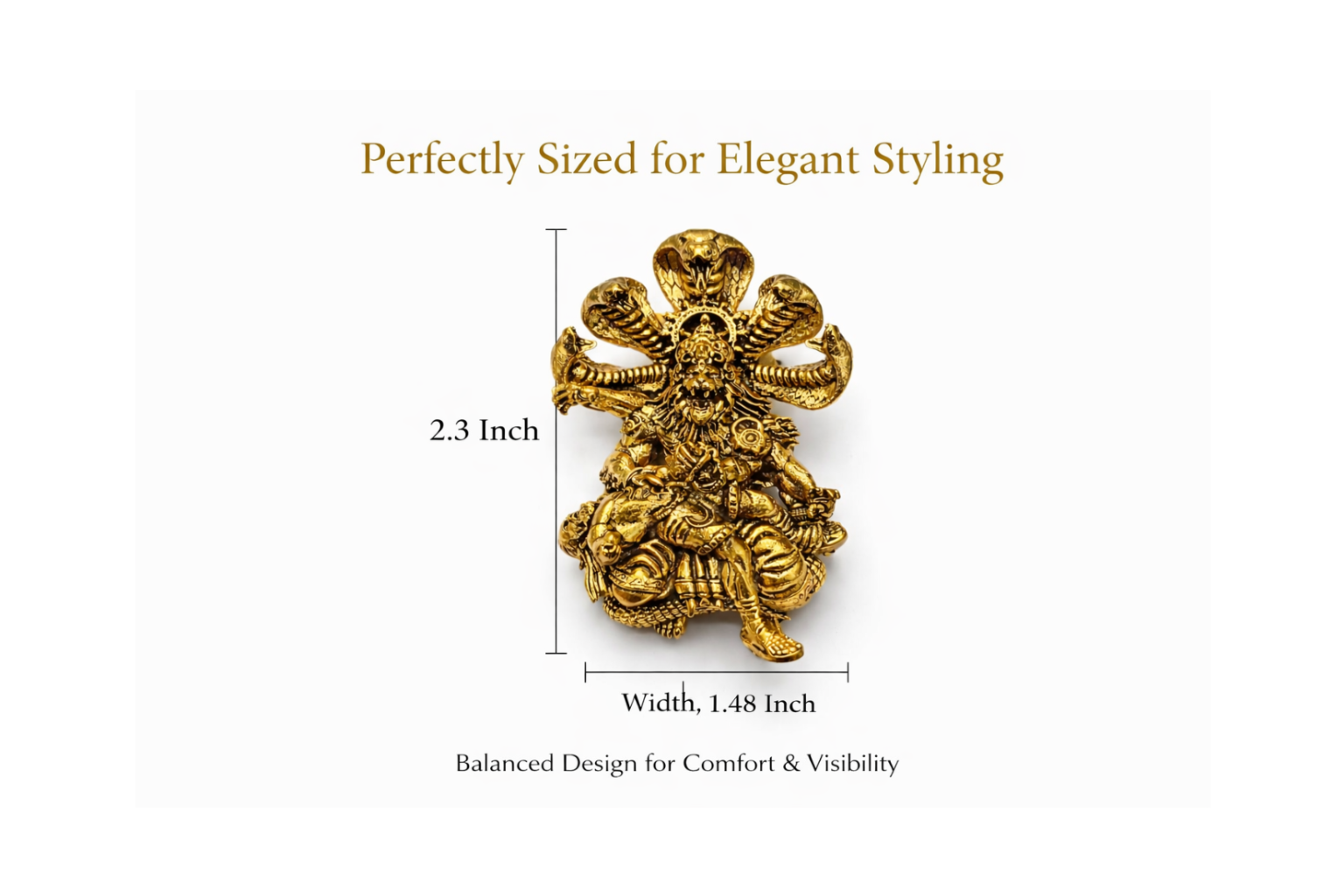 Divine Narasimha Ji Brooch – Antique Gold Plated Brass | Double Lock Secure Pin | Protection & Power Symbol Jewellery for Women & Men
