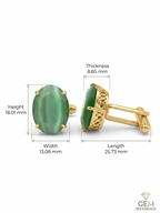 Green Cat's Eye Stone Gold-Plated Cufflinks for Men | Luxury Formal Accessories
