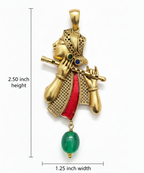 Krishna with Flute Antique Finish Gold Plated Pendant For Women And Mens