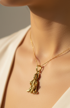 Gold Plated Lord Hanuman Sitting Pendant | Bajrang Bali Blessing Charm | Religious Spiritual Pendant for Men & Women