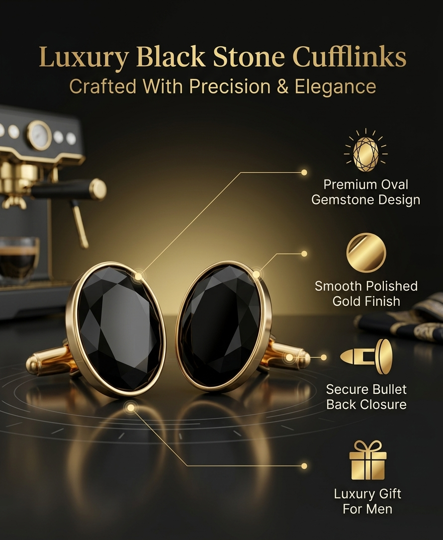 Luxury Black Stone Cufflinks for Men – Classic Formal Elegance